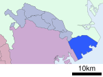 Location of Kawasaki ward Kawasaki city Kanagawa prefecture Japan